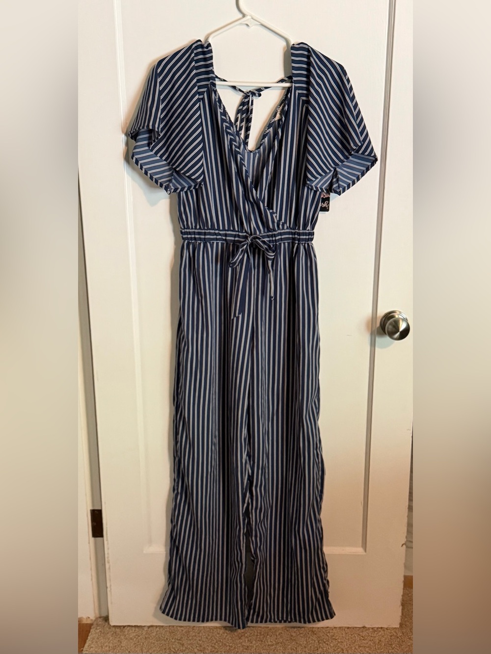Blush Navy and White Striped Maxi Dress